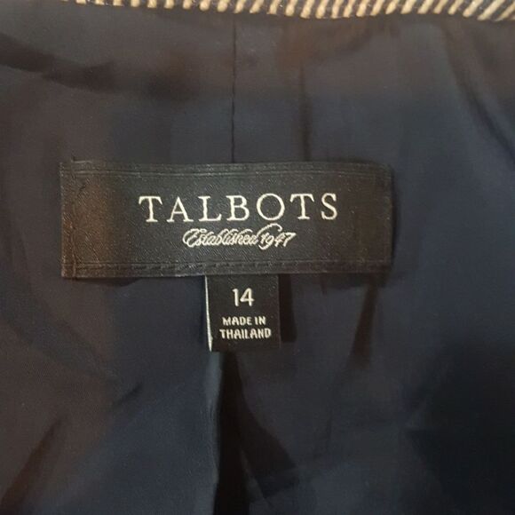 TALBOTS Navy & Cream Striped Jacket - Size 14 - Picture 4 of 5